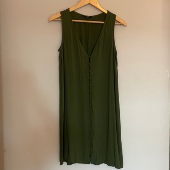 XXS Madewell Olive Green Button Front Shift Dress - Picture 2 of 6